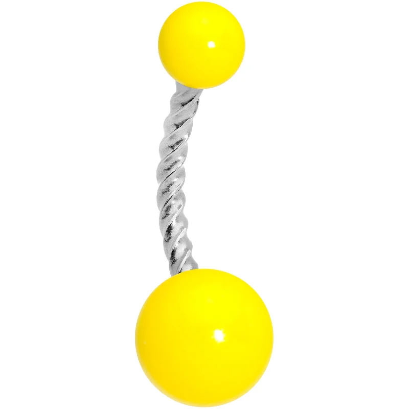 Stylish Belly Rings with Radiant Stones -Yellow Glow in the Dark Totally Twisted Belly Ring Stylish Belly Rings with Radiant Stones -Yellow Glow in the Dark Totally Twisted Belly Ring