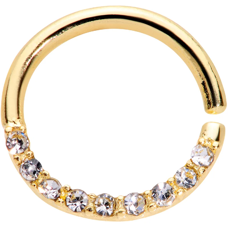 Women's Earrings – Elegant Designs for Every Personality--16 Gauge 5/16 Clear Gem Gold Tone Simple Elegance Seamless Circular Ring