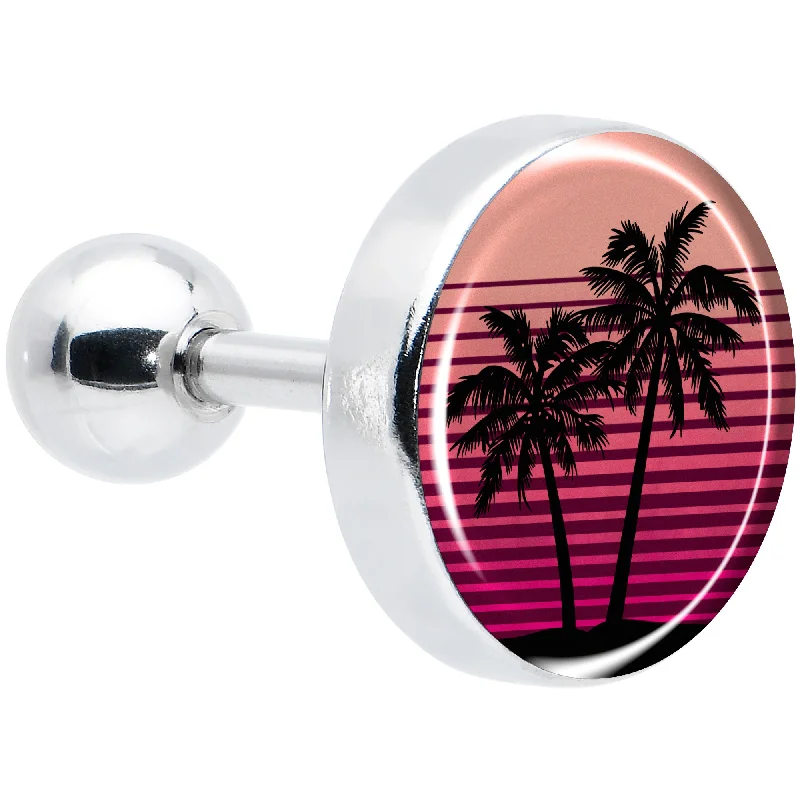 Women's Earrings – Elegant Designs for Every Personality--16 Gauge 1/4 Palm Tree Retro Sunset Tragus Cartilage Earring Women's Earrings – Elegant Designs for Every Personality--16 Gauge 1/4 Palm Tree Retro Sunset Tragus Cartilage Earring