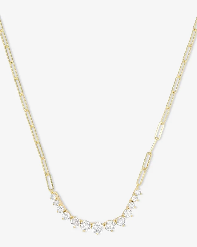 Shop Classic Women's  Necklaces & Pendants with a Modern Twist-Not Your Basic Graduated Samantha Tennis Necklace - Gold|White Diamondettes