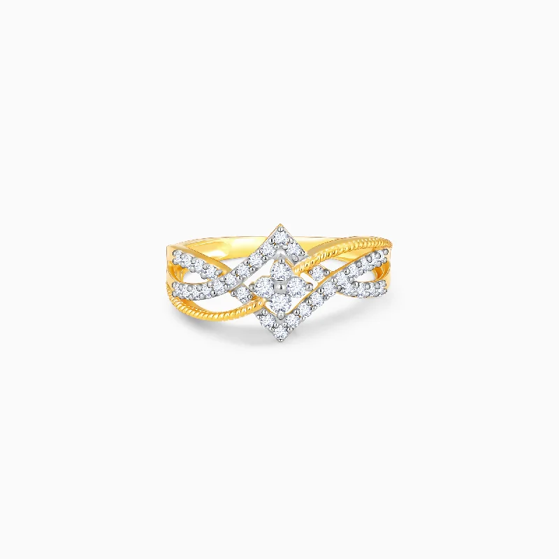 Chic Women's Rings for Fashion-Forward Looks-Gold Sparkling Rhapsody Diamond Ring