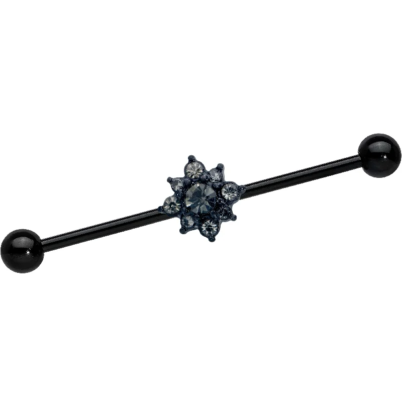 Women's Earrings – Elegant Designs for Every Personality--14 Gauge Clear Gem Black Gothic Sun Industrial Barbell 38mm Women's Earrings – Elegant Designs for Every Personality--14 Gauge Clear Gem Black Gothic Sun Industrial Barbell 38mm