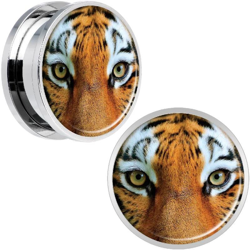 Women's Earrings – Elegant Designs for Every Personality--Full Color Tiger Eyes Steel Screw Fit Plug Set 20mm Women's Earrings – Elegant Designs for Every Personality--Full Color Tiger Eyes Steel Screw Fit Plug Set 20mm