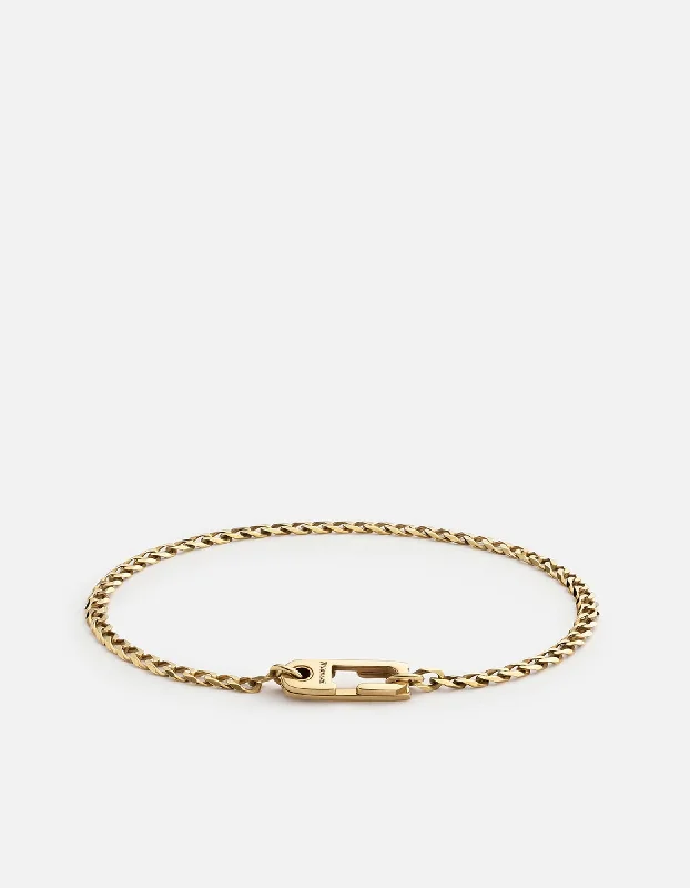 Men's Personalized Metal Link Bracelets-Annex Cuban Chain Bracelet I, Gold Vermeil