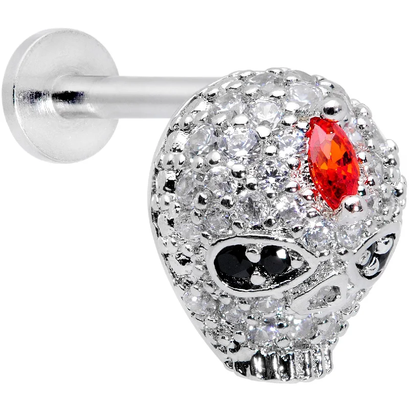 Simple Lip Rings with Chic Design16 Gauge 5/16 Clear Red CZ Gem Punk Skull Labret Monroe Tragus