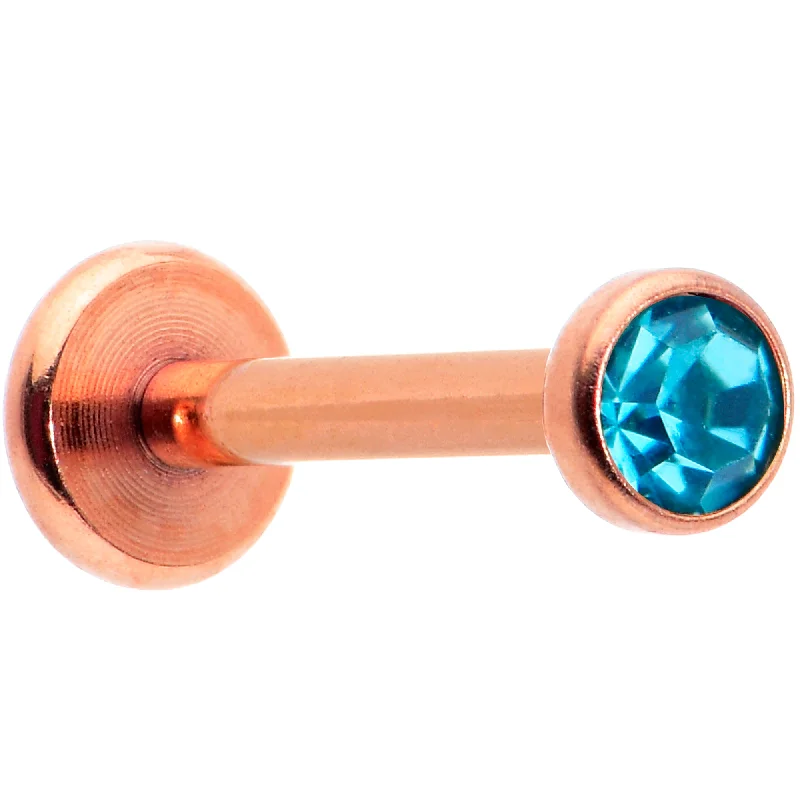 Customizable Lip Rings for Unique Style16 Gauge 5/16 Blue Gem Rose Gold Tone Threadless Labret Monroe Tragus