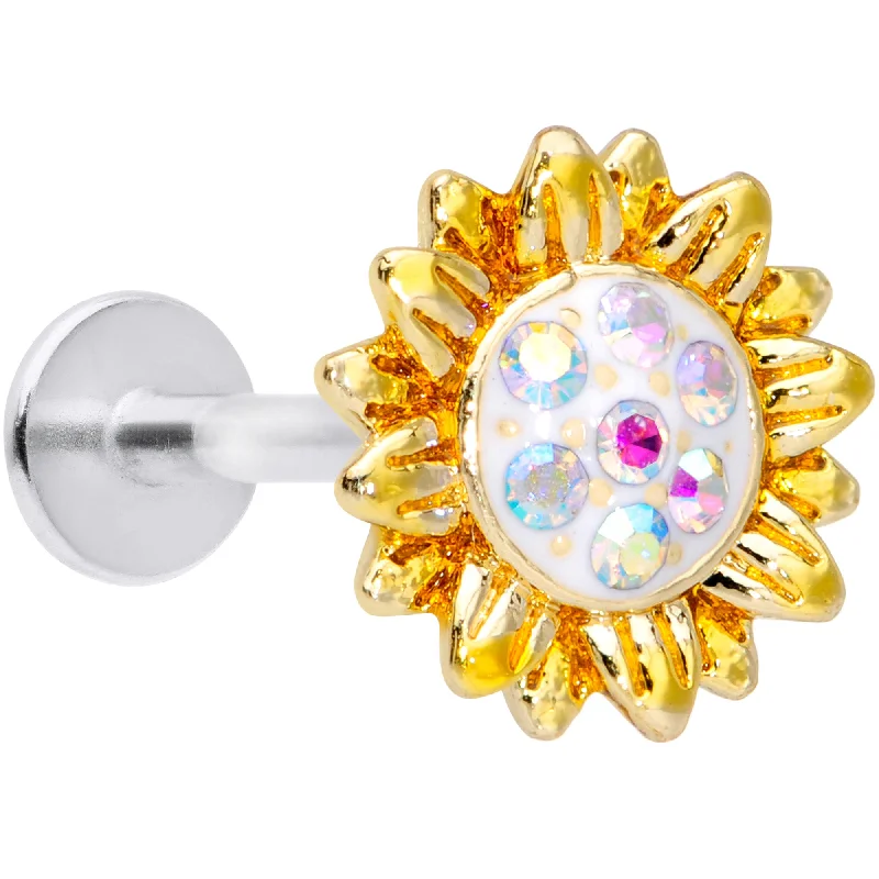 Women's Earrings – Elegant Designs for Every Personality--16 Gauge 5/16 Aurora Gem Scintillating Sunflower Labret Monroe Tragus