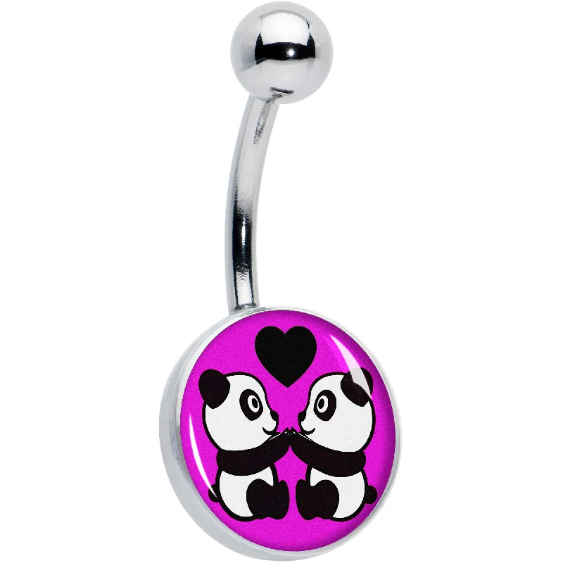 Belly Rings with Stylish Accents for Chic Fashion -Panda Love Belly Ring