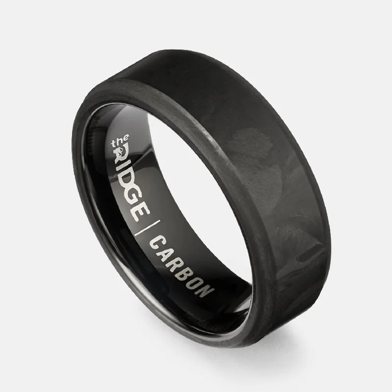 Top Men's Rings – Crafted for Every Style Ridge 8mm Beveled Ring Set - Forged Carbon Top Men's Rings – Crafted for Every Style Ridge 8mm Beveled Ring Set - Forged Carbon
