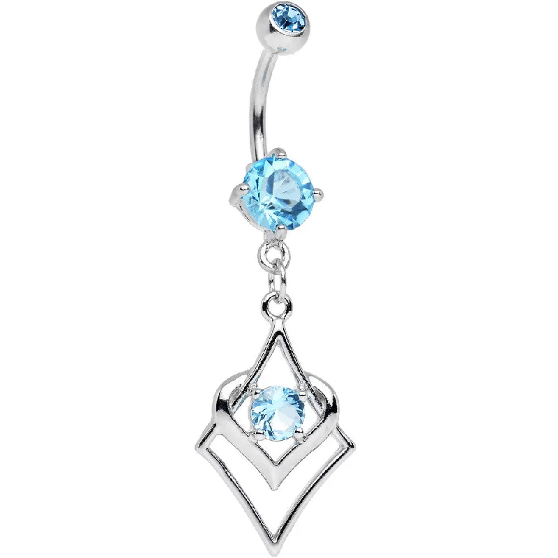 Stunning Belly Rings for Bold Fashion -Aqua Cubic Zirconia Persian Knot Dangle Belly Ring Stunning Belly Rings for Bold Fashion -Aqua Cubic Zirconia Persian Knot Dangle Belly Ring