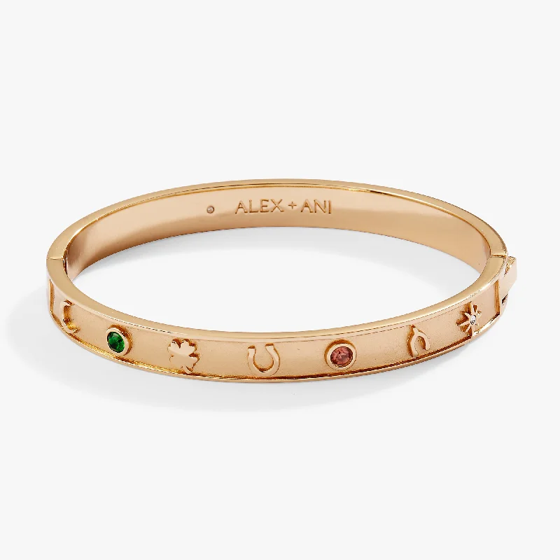 Fashion Bangles for Women with Colorful Gems-Lucky Hinge Bangle