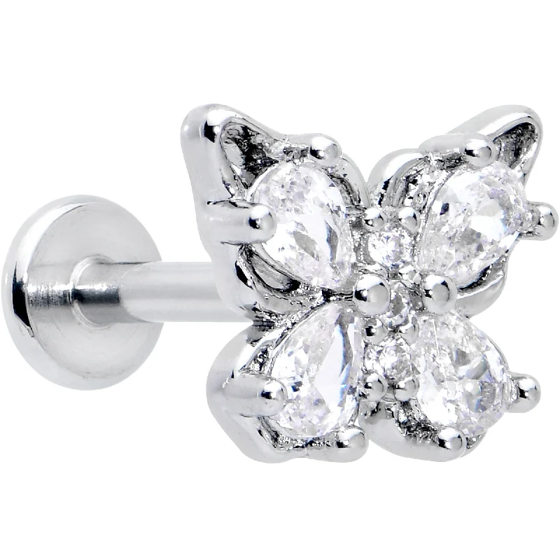 Beautiful Lip Rings with Unique Details16 Gauge 5/16 Clear Gem Baroque Butterfly Internally Threaded Labret Beautiful Lip Rings with Unique Details16 Gauge 5/16 Clear Gem Baroque Butterfly Internally Threaded Labret