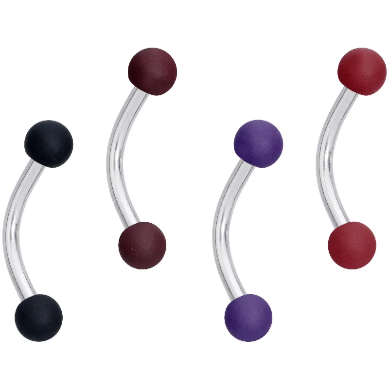 Women's Earrings – Elegant Designs for Every Personality--16 Gauge 5/16 Black Blue Brown Matte Curved Eyebrow Ring Set of 4