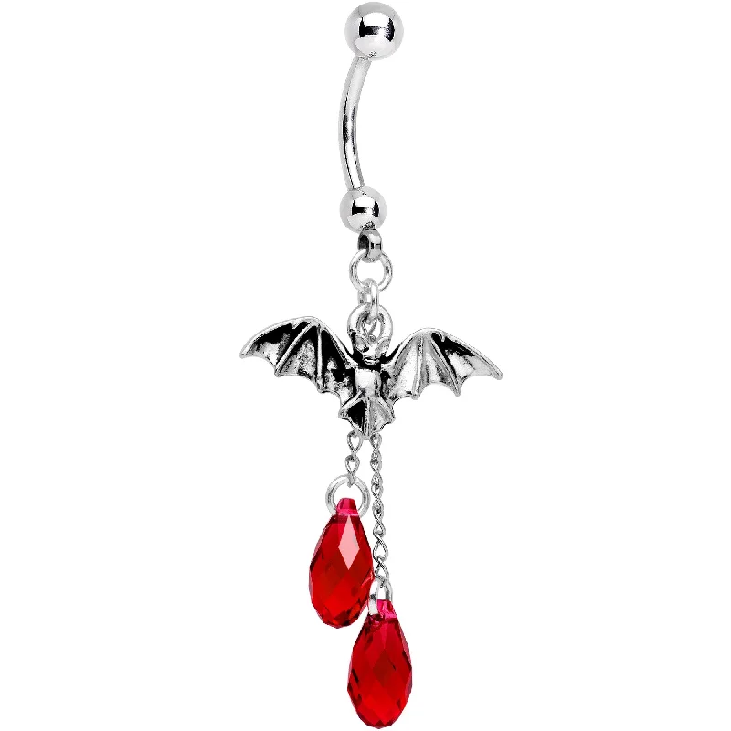 Trendy Belly Rings for Fashion-Lovers -Handmade Blood Bat Dangle Belly Ring Created with Crystals Trendy Belly Rings for Fashion-Lovers -Handmade Blood Bat Dangle Belly Ring Created with Crystals