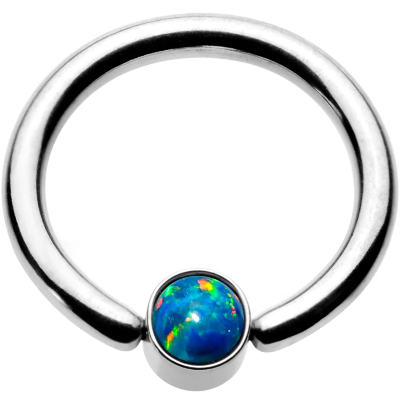 Women's Earrings – Elegant Designs for Every Personality--16 Gauge 5/16 Green Faux Opal 3mm Disc BCR Captive Ring