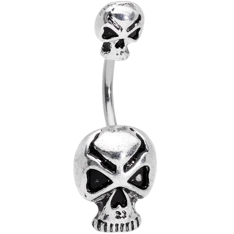 Beautiful Belly Rings for Statement Fashion -Scary Double Skull Halloween Double Mount Belly Ring Beautiful Belly Rings for Statement Fashion -Scary Double Skull Halloween Double Mount Belly Ring