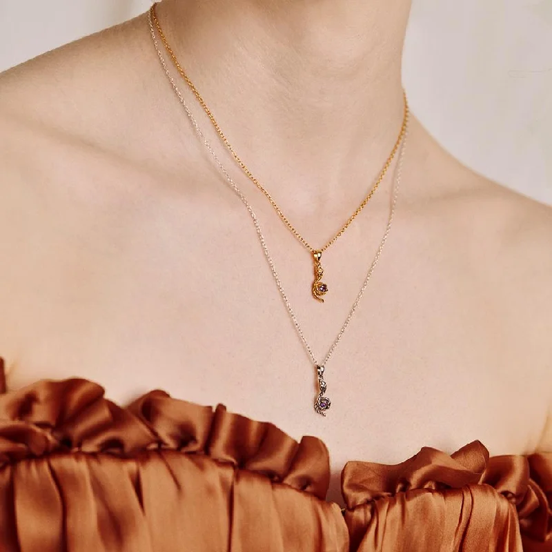 Shop Classic Women's  Necklaces & Pendants with a Modern Twist-INSIDIOUS. Amethyst Coiled Snake Necklace - Gold
