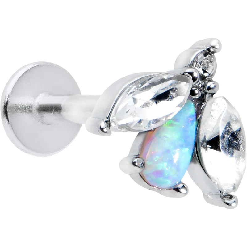 Beautifully Crafted Lip Rings16 Gauge 5/16 White Synthetic Opal Flower Labret Monroe Tragus