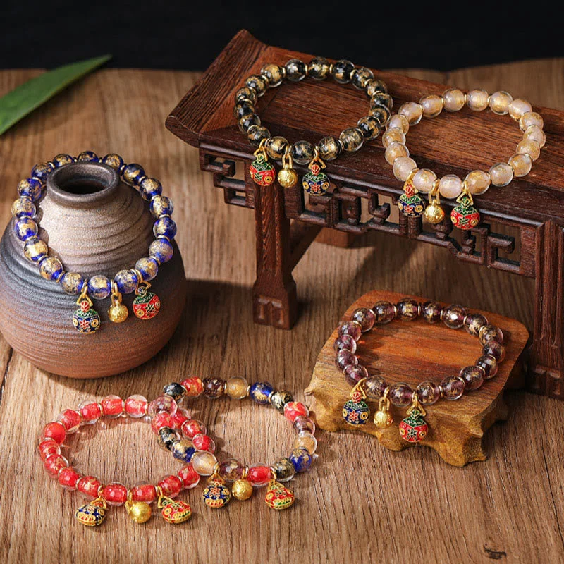 Leather Cuff Bracelets for Men-Buddha Stones Gold Swallowing Beast Family Charm Gold Silver Foil Liuli Glass Bead Blessings Bracelet Leather Cuff Bracelets for Men-Buddha Stones Gold Swallowing Beast Family Charm Gold Silver Foil Liuli Glass Bead Blessings Bracelet
