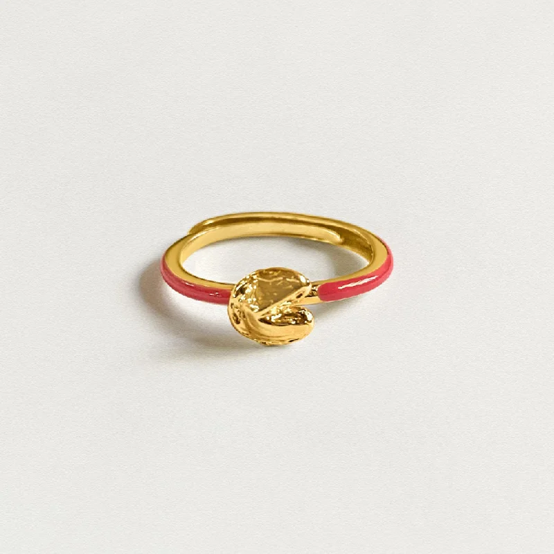 Chic Women's Rings for Fashion-Forward Looks-Fortune Cookie Ring (Innuendo Pink) - Gold Chic Women's Rings for Fashion-Forward Looks-Fortune Cookie Ring (Innuendo Pink) - Gold