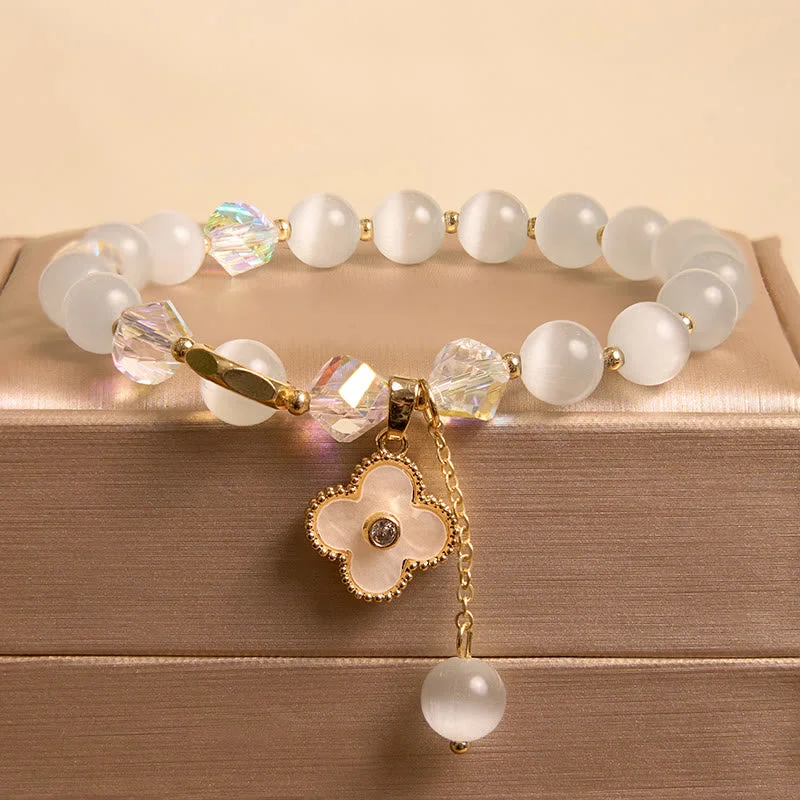 Bangles for Women with Handcrafted Details-Buddha Stones Cat's Eye Crystal Lucky Clover Star Moon Fish Tail Fox Cat Charm Love Bracelet Bangles for Women with Handcrafted Details-Buddha Stones Cat's Eye Crystal Lucky Clover Star Moon Fish Tail Fox Cat Charm Love Bracelet