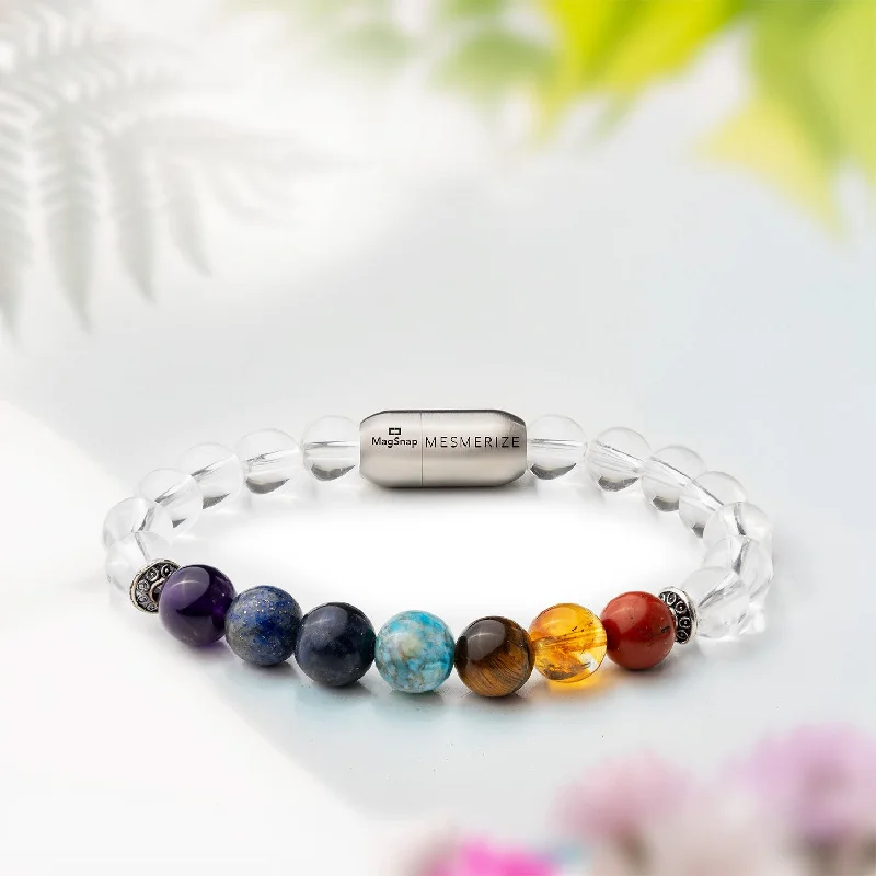 Elegant Beaded Bracelets for Men-Balanced 7 Chakra Clear Quartz Natural Stone Bracelet Elegant Beaded Bracelets for Men-Balanced 7 Chakra Clear Quartz Natural Stone Bracelet