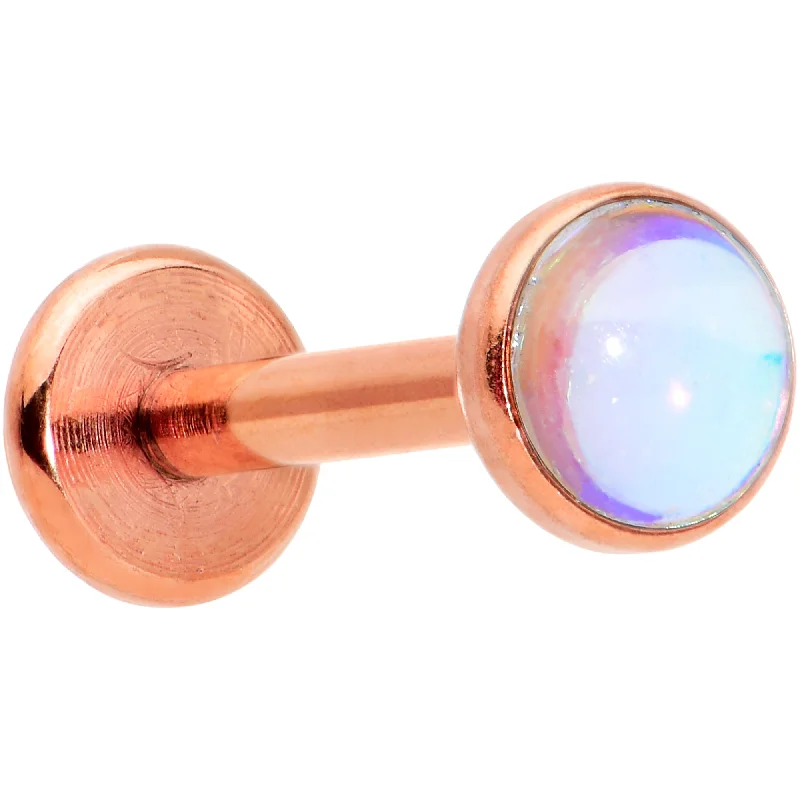 Elegant Lip Rings with Precious Stones16 Gauge 5/16 Faux Opal Rose Gold Tone Internal Thread Labret Tragus