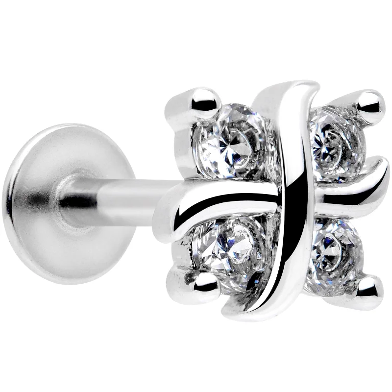 Comfortable and Sleek Lip Rings for All16 Gauge 5/16 Clear CZ Gem Stylized Square Labret Monroe Tragus