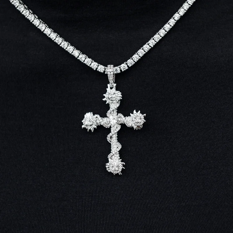 Shop Classic Women's  Necklaces & Pendants with a Modern Twist-Crystal Iced Spiked Cross