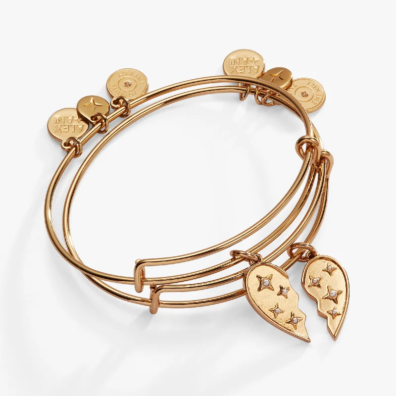 Women's Bangles with Unique Stone Colors-Broken Heart BFF Bangle, Set of 2