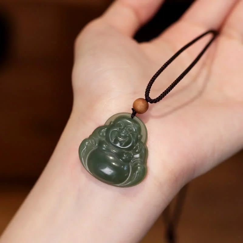 Shop Classic Women's Necklaces & Pendants with a Modern Twist-Buddha Stones Laughing Buddha Hetian Jade Healing Calm Necklace String Pendant Shop Classic Women's Necklaces & Pendants with a Modern Twist-Buddha Stones Laughing Buddha Hetian Jade Healing Calm Necklace String Pendant