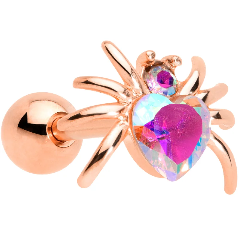 Women's Earrings – Elegant Designs for Every Personality--16 Gauge 1/4 Aurora Gem Rose Gold Tone Heart Spider Cartilage Tragus Women's Earrings – Elegant Designs for Every Personality--16 Gauge 1/4 Aurora Gem Rose Gold Tone Heart Spider Cartilage Tragus
