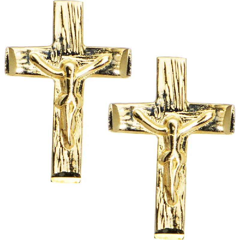 Women's Earrings – Elegant Designs for Every Personality--14kt Yellow Gold Religious Cross Stud Earrings Women's Earrings – Elegant Designs for Every Personality--14kt Yellow Gold Religious Cross Stud Earrings