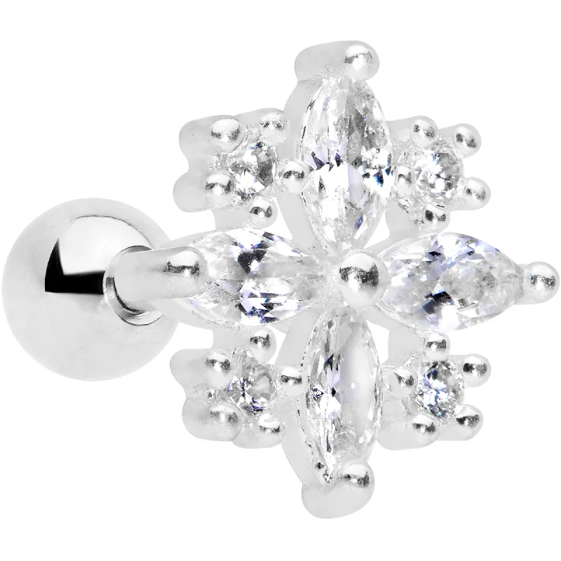 Women's Earrings – Elegant Designs for Every Personality--16 Gauge 1/4 Clear CZ Gem Star Burst Cartilage Tragus