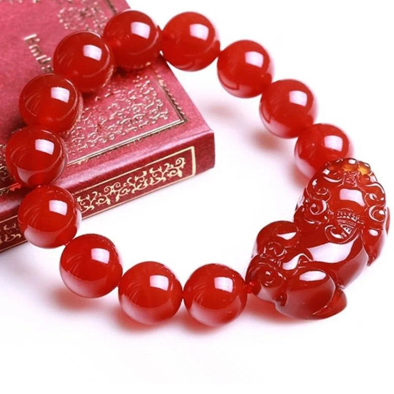 Casual Bracelets for Men with Leather Bands-Buddha Stones Red Agate Lucky Pixiu Wealth Luck Bracelet Casual Bracelets for Men with Leather Bands-Buddha Stones Red Agate Lucky Pixiu Wealth Luck Bracelet