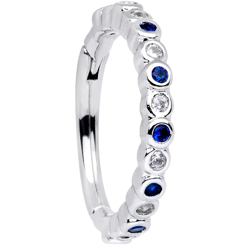 Timeless Lip Rings for All Occasions16 Gauge 3/8 Clear Blue CZ Gem Classic Circles Hinged Segment Ring