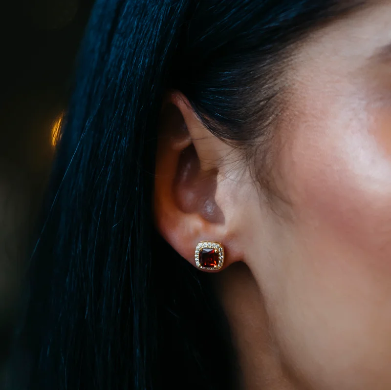 Women's Earrings – Elegant Designs for Every Personality--Ruby Cushion Cut Earrings