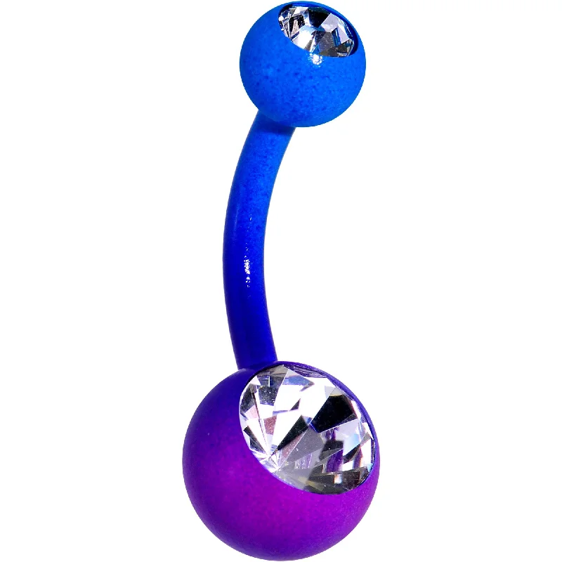 Stylish Belly Rings for Bold Fashion Choices -14 Gauge 3/8 Clear Gem Color Plated Purple Blue Fade Belly Ring Stylish Belly Rings for Bold Fashion Choices -14 Gauge 3/8 Clear Gem Color Plated Purple Blue Fade Belly Ring