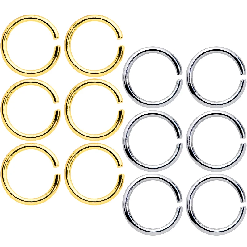 Designer Nose Rings for Chic Looks -16 Gauge 5/16 Steel Gold Tone Seamless Cartilage Ring Set of 12 Designer Nose Rings for Chic Looks -16 Gauge 5/16 Steel Gold Tone Seamless Cartilage Ring Set of 12