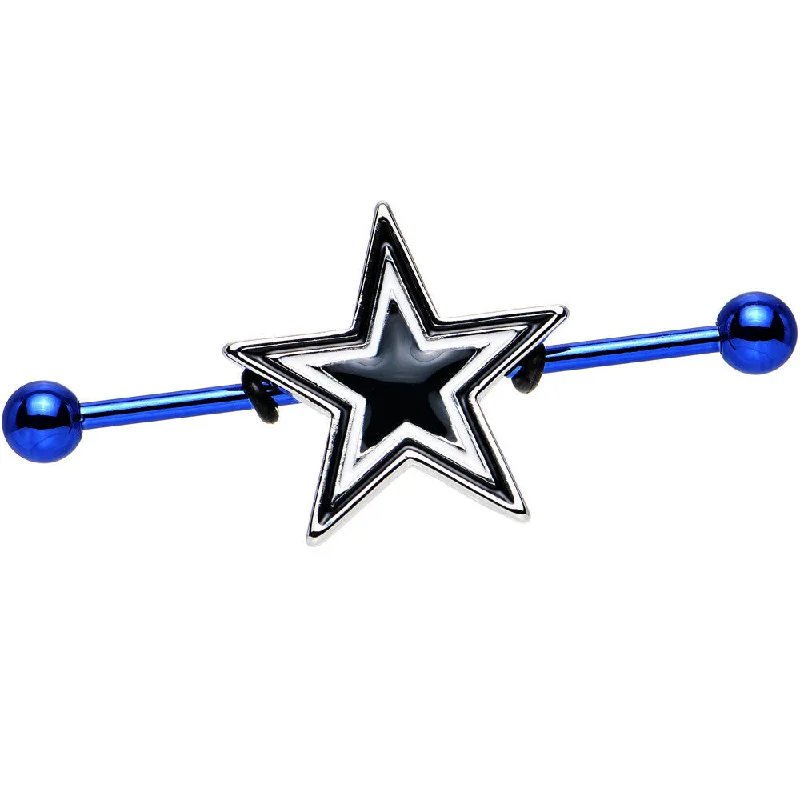 Women's Earrings – Elegant Designs for Every Personality--Licensed NFL Blue Anodized Dallas Cowboys Industrial Barbell 38mm
