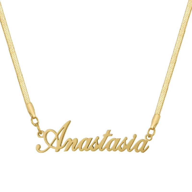 Shop Classic Women's Necklaces & Pendants with a Modern Twist-Custom/Personalized Herringbone Nameplate Necklace Shop Classic Women's Necklaces & Pendants with a Modern Twist-Custom/Personalized Herringbone Nameplate Necklace