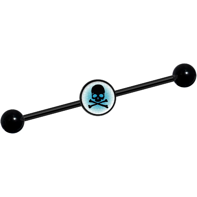 Women's Earrings – Elegant Designs for Every Personality--14 Gauge Blue Black Skull Black Industrial Barbell 37mm Women's Earrings – Elegant Designs for Every Personality--14 Gauge Blue Black Skull Black Industrial Barbell 37mm