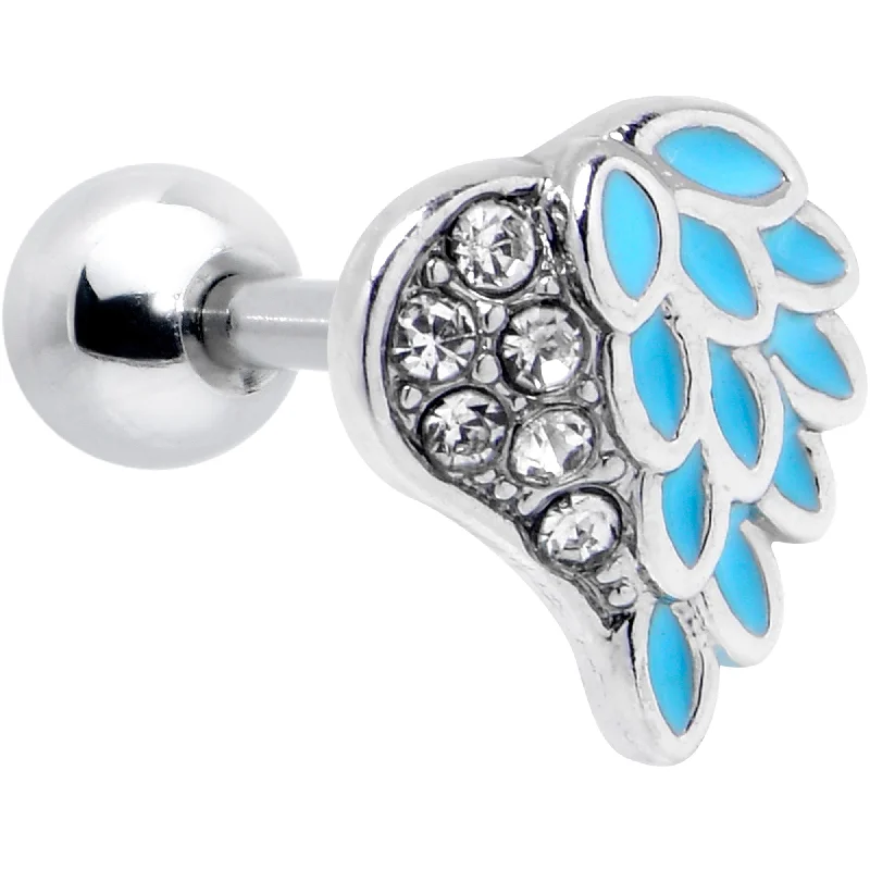 Women's Earrings – Elegant Designs for Every Personality--16 Gauge 1/4 Clear Gem Heavenly Heart Angel Wing Blue Cartilage Earring Women's Earrings – Elegant Designs for Every Personality--16 Gauge 1/4 Clear Gem Heavenly Heart Angel Wing Blue Cartilage Earring