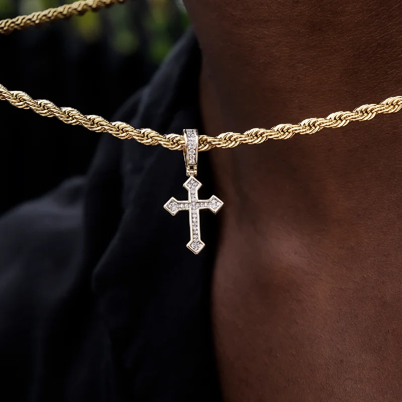 Exclusive Men's Necklaces & Pendants for the Modern Gentleman-Micro Iced Celtic Cross in Yellow Gold Exclusive Men's Necklaces & Pendants for the Modern Gentleman-Micro Iced Celtic Cross in Yellow Gold