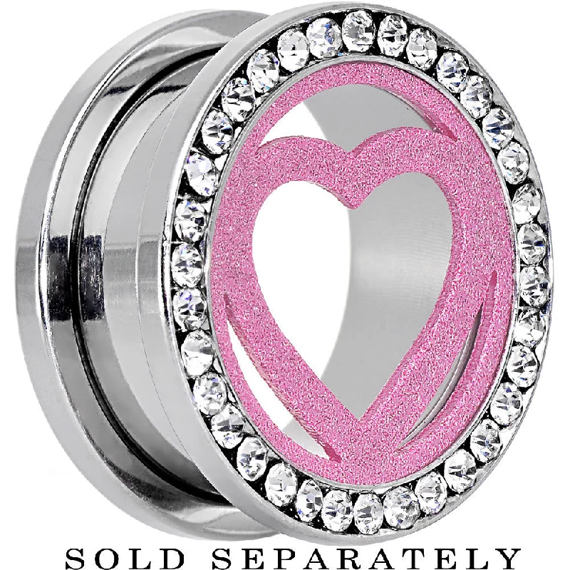Women's Earrings – Elegant Designs for Every Personality--20mm Stainless Steel Clear Gem Pink Heart Tunnel Plug Women's Earrings – Elegant Designs for Every Personality--20mm Stainless Steel Clear Gem Pink Heart Tunnel Plug