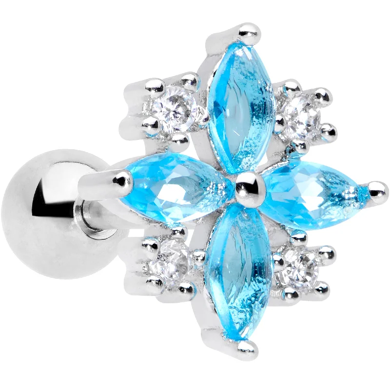 Women's Earrings – Elegant Designs for Every Personality--16 Gauge 1/4 Clear Aqua CZ Gem Star Burst Cartilage Tragus Women's Earrings – Elegant Designs for Every Personality--16 Gauge 1/4 Clear Aqua CZ Gem Star Burst Cartilage Tragus