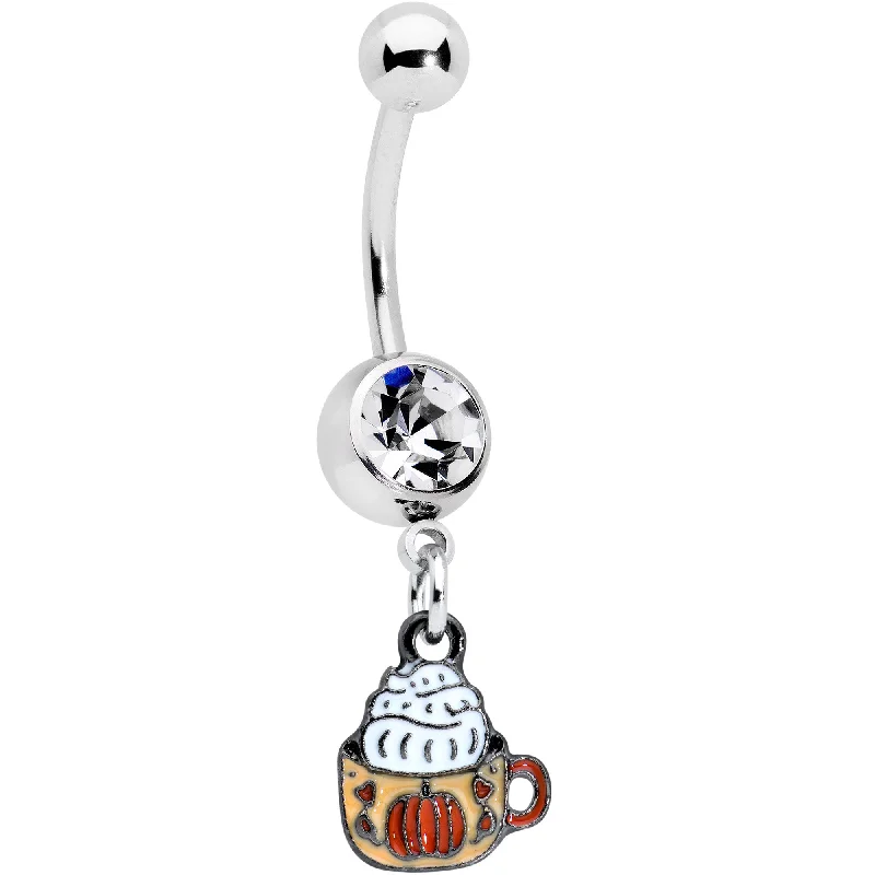 Beautiful Belly Rings for Glamorous Fashion -Clear Gem Pumpkin Spice Cappuccino Coffee Autumn Dangle Belly Ring Beautiful Belly Rings for Glamorous Fashion -Clear Gem Pumpkin Spice Cappuccino Coffee Autumn Dangle Belly Ring