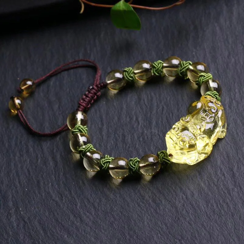 Men's Bracelets with Inspirational Symbols-Buddha Stones Natural Citrine Pixiu Wealth Protection Bracelet Men's Bracelets with Inspirational Symbols-Buddha Stones Natural Citrine Pixiu Wealth Protection Bracelet