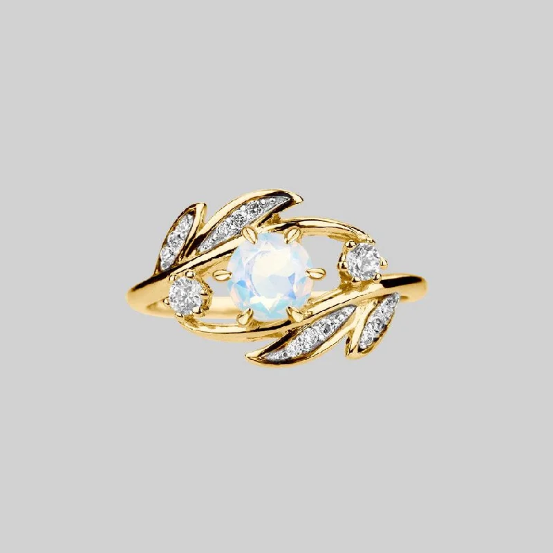 Chic Women's Rings for Fashion-Forward Looks-FAWN. Opal Gold Leaf Ring