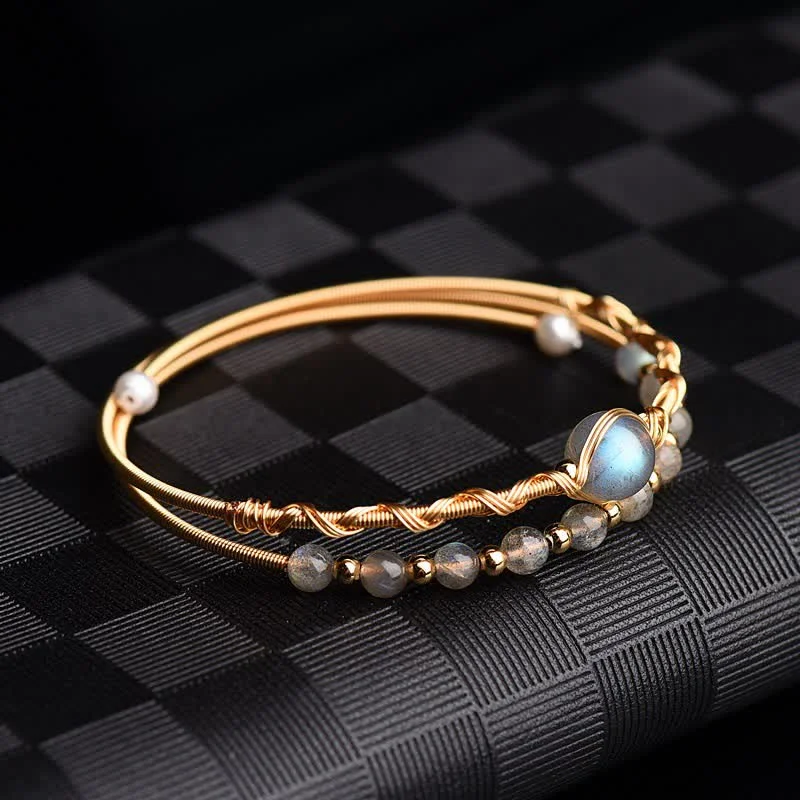 Diamond Bangles for Women-Buddha Stones Moonstone Healing Love Bracelet Bangle